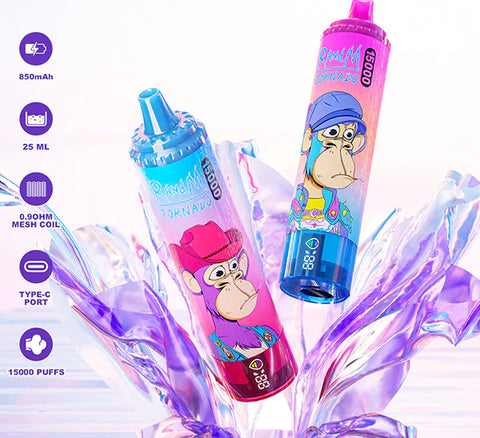 RandM Tornado 15000 Puffs | Digital E-Juice And Battery Display