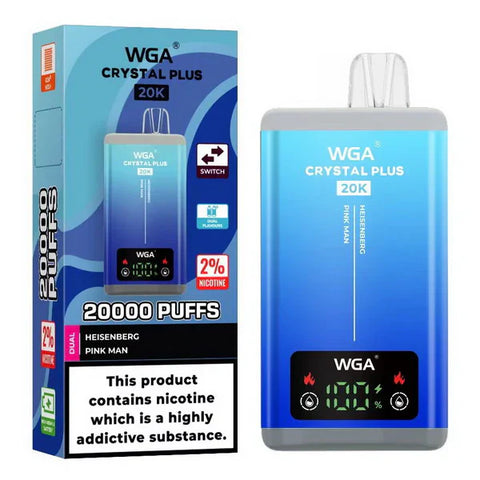 WGA Crystal Plus 20000 Puffs Dual Flavours-  Box of 10