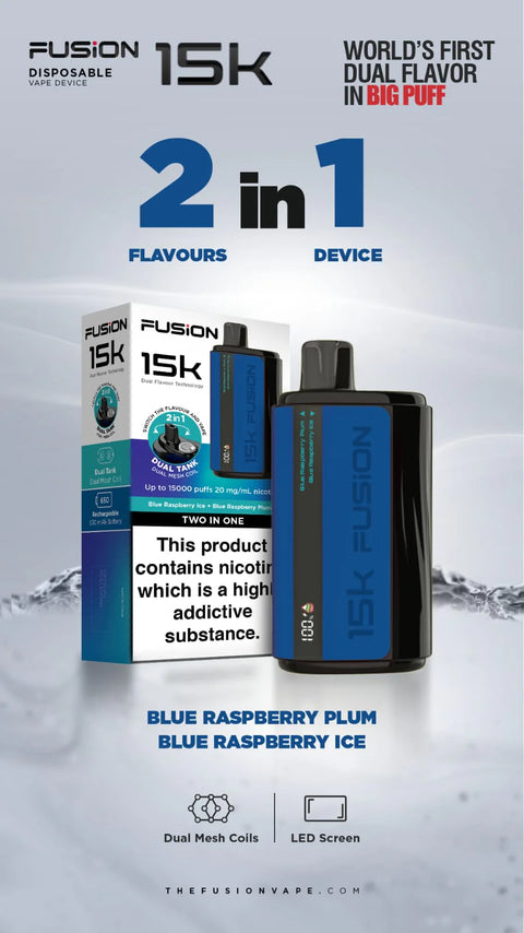 2 In 1 Fusion 15k Puffs Dual Tank Disposable Vape Pod Kit