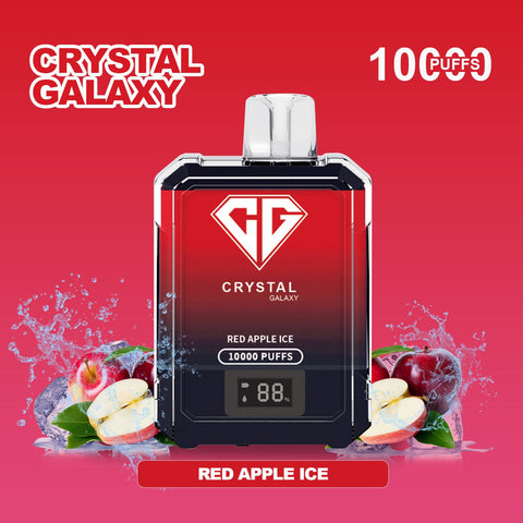 Crystal Galaxy 10000 Puffs Disposable Vape Box of 10-Red Apple Ice-vapeukwholesale