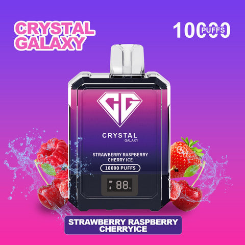 Crystal Galaxy 10000 Puffs Disposable Vape Box of 10-Strawberry Raspberry Cherry Ice-vapeukwholesale