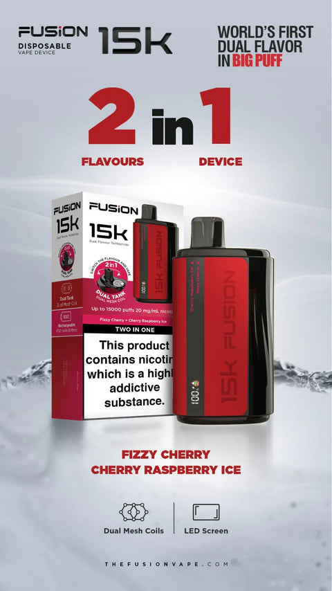 2 In 1 Fusion 15k Puffs Dual Tank Disposable Vape Pod Kit