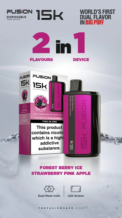 2 In 1 Fusion 15k Puffs Dual Tank Disposable Vape Pod Kit