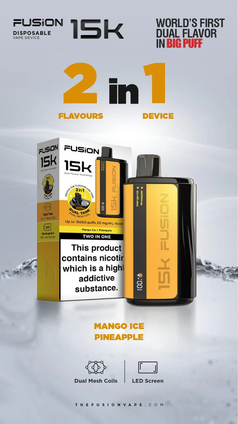 2 In 1 Fusion 15k Puffs Dual Tank Disposable Vape Pod Kit