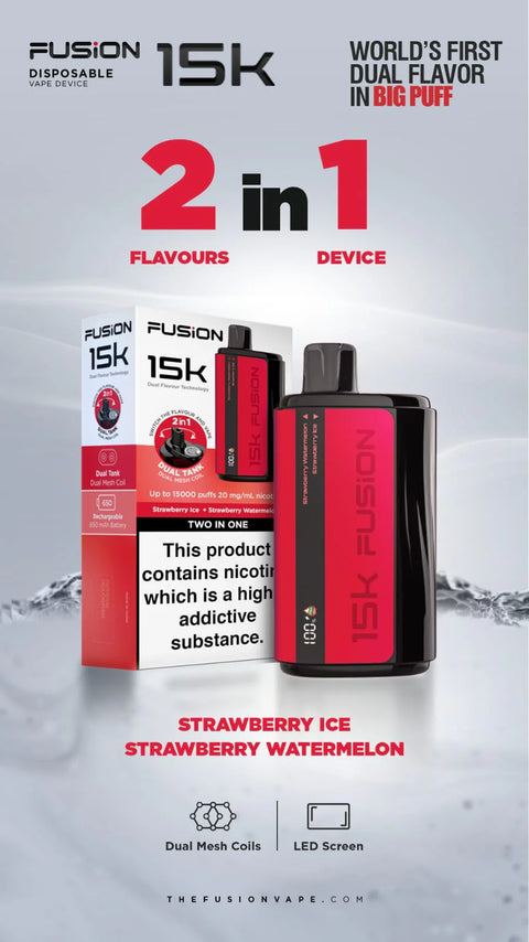 2 In 1 Fusion 15k Puffs Dual Tank Disposable Vape Pod Kit
