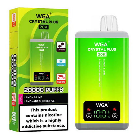 WGA Crystal Plus 20000 Puffs Dual Flavours-  Box of 10