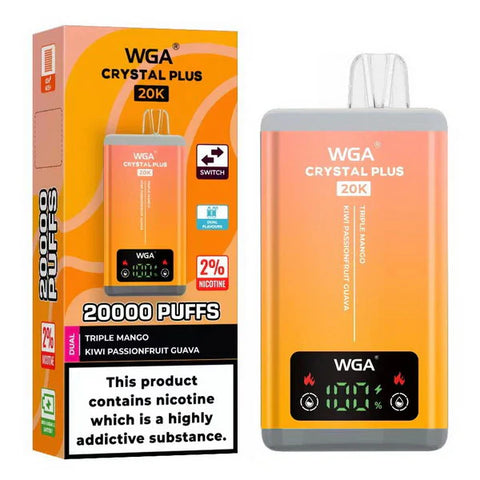 WGA Crystal Plus 20000 Puffs Dual Flavours-  Box of 10