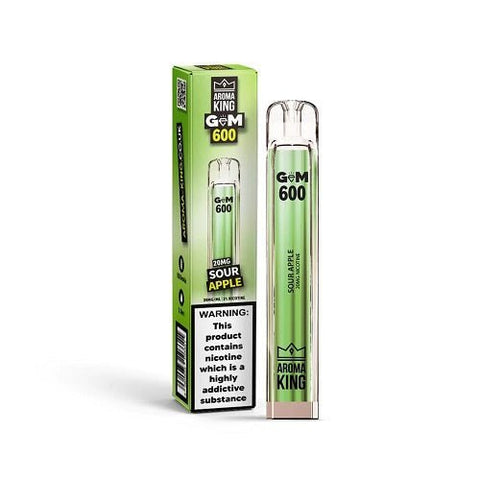 Aroma King Gem 600 Disposable Vape Pod Puff Bar Device - Sour Apple -Vape Area UK