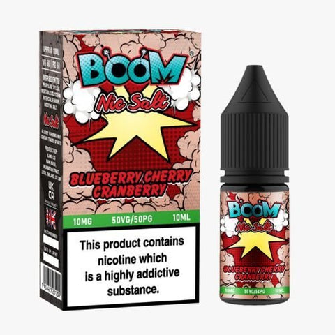 Boom Nic Salts 10ml E-liquids - Box of 5 - Blueberry Cherry Cranberry -Vape Area UK