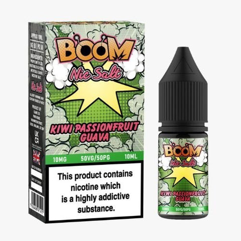 Boom Nic Salts 10ml E-liquids - Box of 5 - Kiwi PassionFruit Guava -Vape Area UK