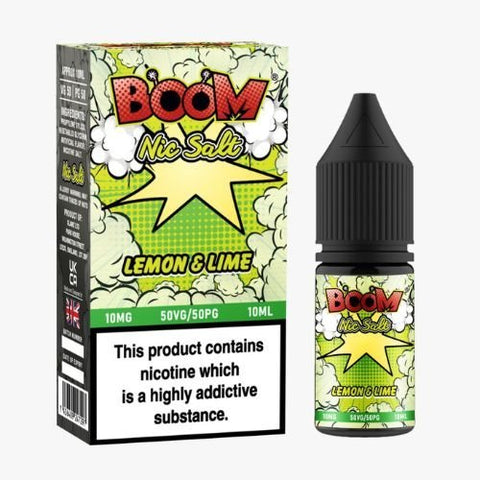 Boom Nic Salts 10ml E-liquids - Box of 5 - Lemon & Lime -Vape Area UK