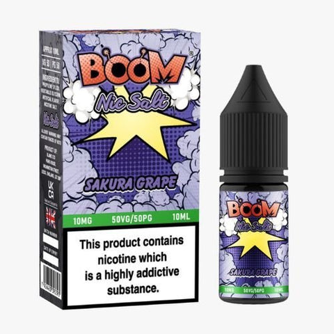 Boom Nic Salts 10ml E-liquids - Box of 5 - Sakura Grape -Vape Area UK