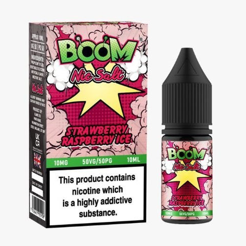 Boom Nic Salts 10ml E-liquids - Box of 5 - Strawberry Raspberry Ice -Vape Area UK