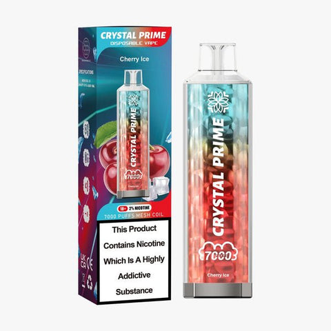 Crystal Prime 7000 Disposable Vape Pod Puff Device-Box of 10 - Cherry Ice -Vape Area UK