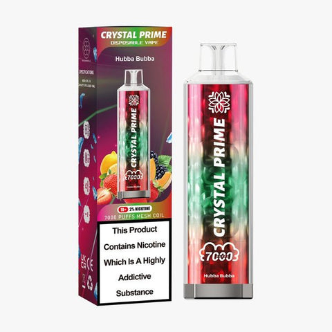 Crystal Prime 7000 Disposable Vape Pod Puff Device-Box of 10 - Hubba Bubba -Vape Area UK