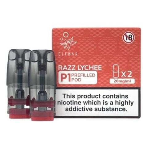 Elf Bar Mate P1 Replacement Pods- 20MG - Razz Lychee -Vape Area UK