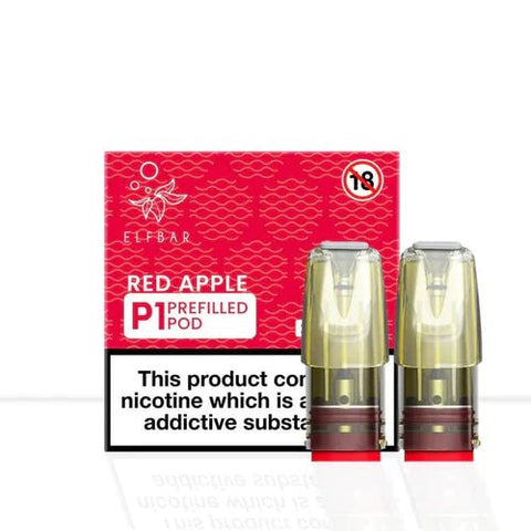 Elf Bar Mate P1 Replacement Pods- 20MG - Red Apple -Vape Area UK