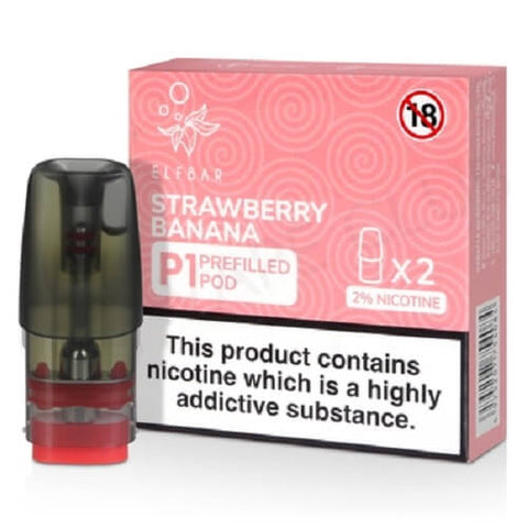 Elf Bar Mate P1 Replacement Pods- 20MG - Strawberry Banana -Vape Area UK