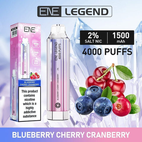 ENE Crystal Legend 4000 Disposable Vape Box of 10 - Blueberry Cherry Cranberry -Vape Area UK