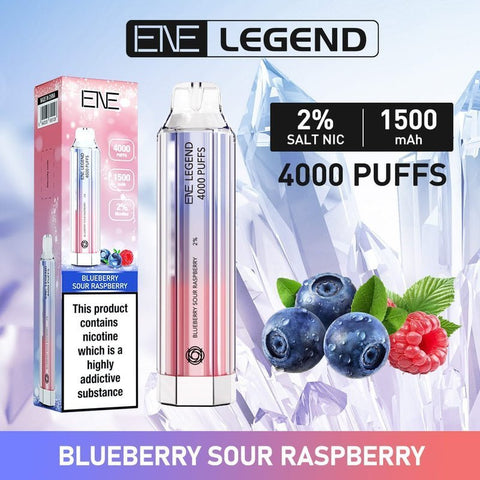 ENE Crystal Legend 4000 Disposable Vape Box of 10 - Blueberry Sour Raspberry -Vape Area UK