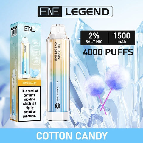 ENE Crystal Legend 4000 Disposable Vape Box of 10 - Cotton Candy -Vape Area UK