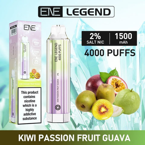 ENE Crystal Legend 4000 Disposable Vape Box of 10 - Kiwi Passion Fruit Guava -Vape Area UK