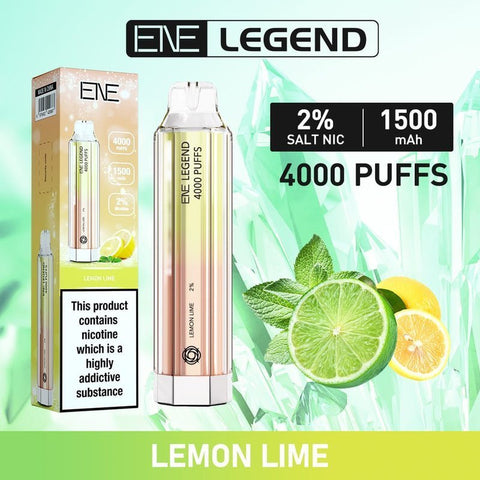 ENE Crystal Legend 4000 Disposable Vape Box of 10 - Lemon Lime -Vape Area UK