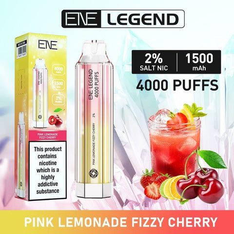 ENE Crystal Legend 4000 Disposable Vape Box of 10 - Pink Lemonade Fizzy Cherry -Vape Area UK