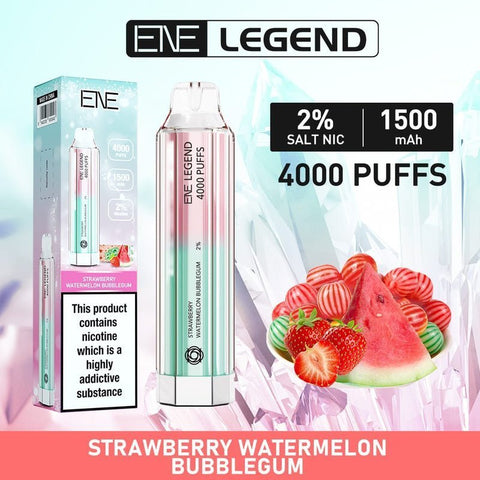 ENE Crystal Legend 4000 Disposable Vape Box of 10 - Strawberry Watermeon Bubblegum -Vape Area UK