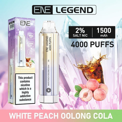 ENE Crystal Legend 4000 Disposable Vape Box of 10 - White Peach Oolong Cola -Vape Area UK