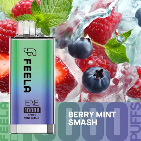 Feela ENE/Elux 10000 Disposable Vape Puff Pod Box of 10 - Berry Mint Smash -Vape Area UK