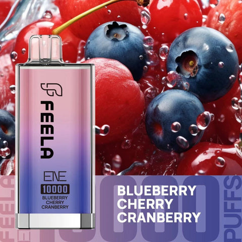 Feela ENE/Elux 10000 Disposable Vape Puff Pod Box of 10 - Blueberry Cherry Cranberry -Vape Area UK