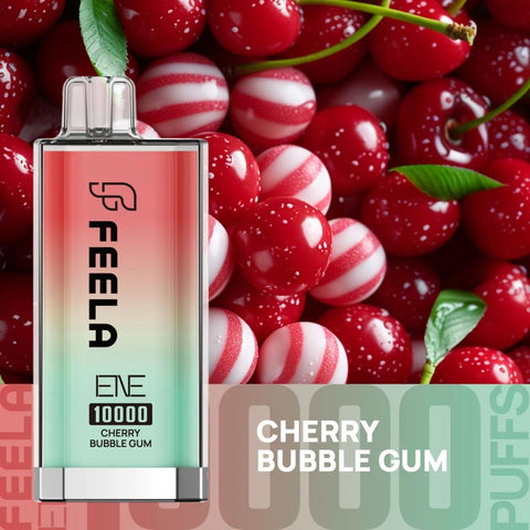 Feela ENE/Elux 10000 Disposable Vape Puff Pod Box of 10 - Cherry Bubblegum -Vape Area UK