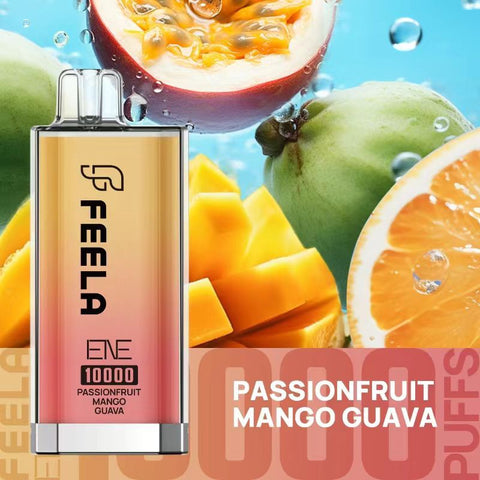 Feela ENE/Elux 10000 Disposable Vape Puff Pod Box of 10 - Passionfruit Mango Guava -Vape Area UK