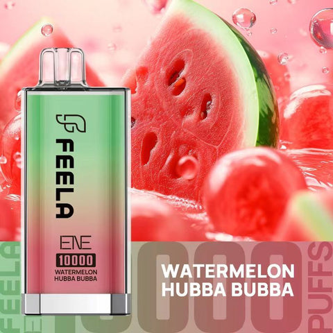 Feela ENE/Elux 10000 Disposable Vape Puff Pod Box of 10 - Watermelon Hubba Bubba -Vape Area UK