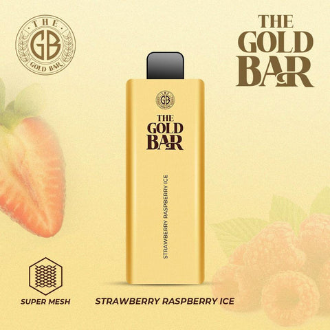 Gold Bar 4500 Disposable Vape Puff Bar Pod Kit - Strawberry Raspberry Ice -Vape Area UK