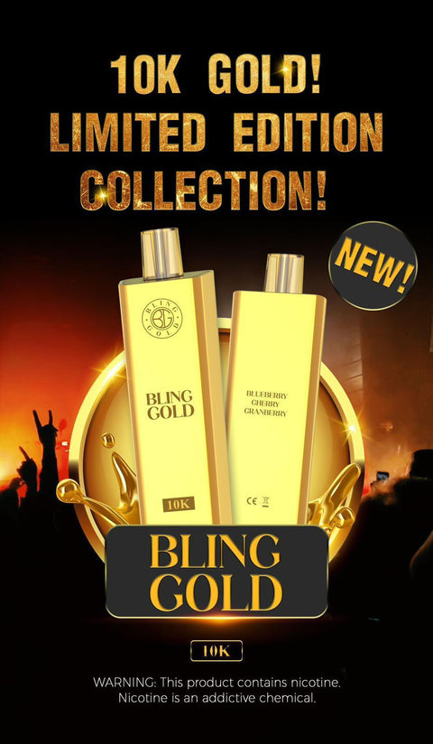 Gold Bling 10000 Disposable Vape Puff Pod Bar Box of 10 - Mr Bling -Vape Area UK