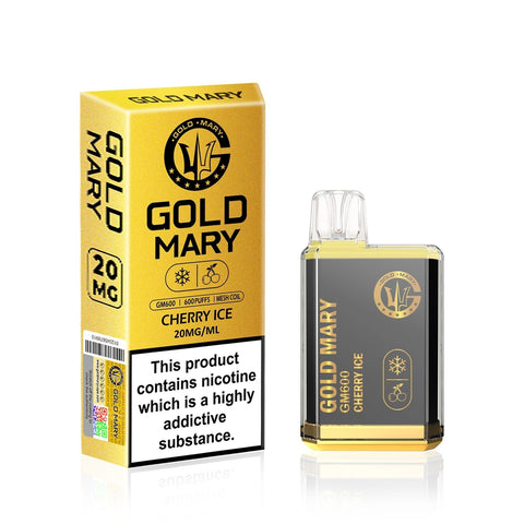 Gold Mary GM600 Disposable Vape Puff Bar Box of 10 - Cherry Ice -Vape Area UK