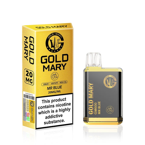 Gold Mary GM600 Disposable Vape Puff Bar Box of 10 - Mr Blue -Vape Area UK