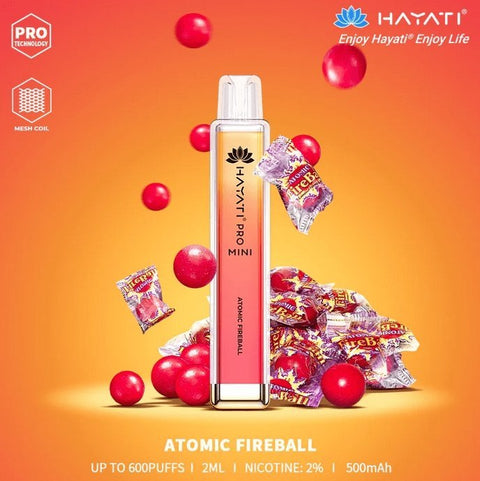 Hayati Crystal Mini Pro 600 Disposable Vape Puff Bar Pod - Atomic Fireball -Vape Area UK