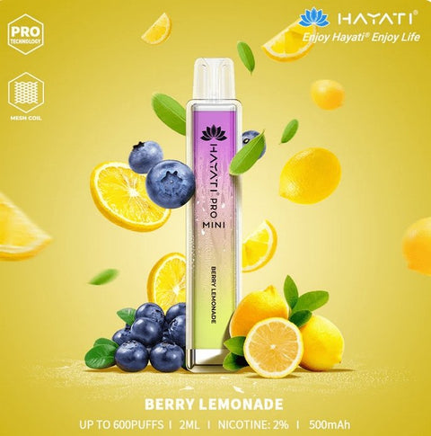 Hayati Crystal Mini Pro 600 Disposable Vape Puff Bar Pod - Berry Lemonade -Vape Area UK