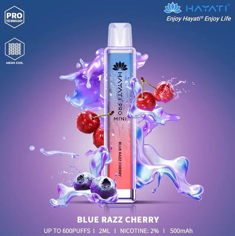 Hayati Crystal Mini Pro 600 Disposable Vape Puff Bar Pod - Blue Razz Cherry -Vape Area UK