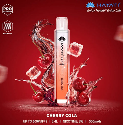 Hayati Crystal Mini Pro 600 Disposable Vape Puff Bar Pod - Cherry Cola -Vape Area UK