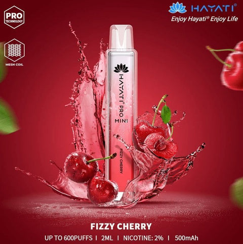 Hayati Crystal Mini Pro 600 Disposable Vape Puff Bar Pod - Fizzy Cherry -Vape Area UK