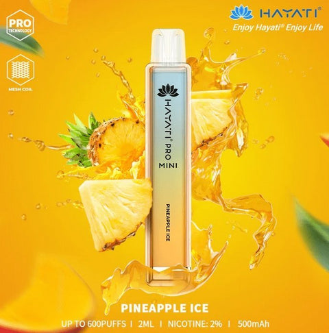 Hayati Crystal Mini Pro 600 Disposable Vape Puff Bar Pod - Pineaaple Ice -Vape Area UK