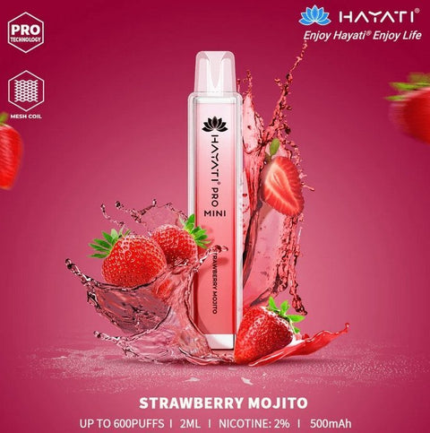 Hayati Crystal Mini Pro 600 Disposable Vape Puff Bar Pod - Strawberry Mojitio -Vape Area UK