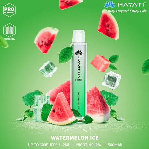 Hayati Crystal Mini Pro 600 Disposable Vape Puff Bar Pod - Watermelon Ice -Vape Area UK