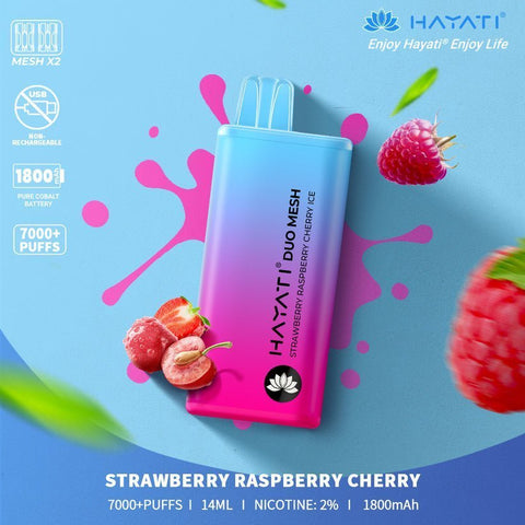 Hayati Duo Mesh 7000 Puffs Disposable Vape Bar Pod Kit - Blueberry Lemon & Lime -Vape Area UK