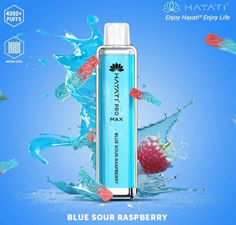 Hayati Pro Max 4000 Disposable Vape Puff Bar Box of 10 - Blue Sour Raspberry -Vape Area UK