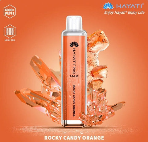 Hayati Pro Max 4000 Disposable Vape Puff Bar Box of 10 - Rocky Candy Orange -Vape Area UK